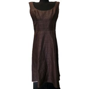 Lynn Lugo Women's Raw 100% Silk  Formal Brown COCKTAIL Dress size 6 Made in USA